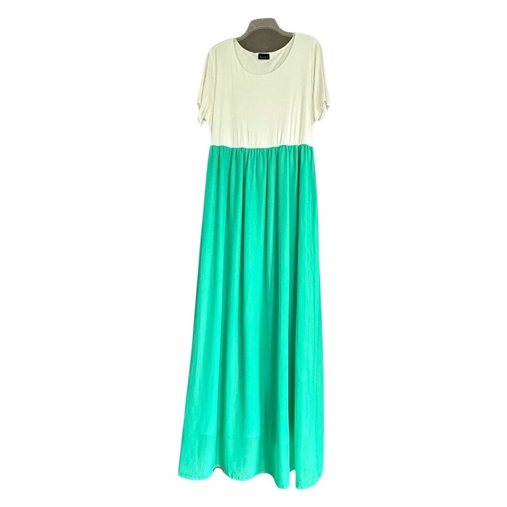 Colorblock Maxi Dress by Every 1 in‎ White and Green, Tall-Friendly Size 2X